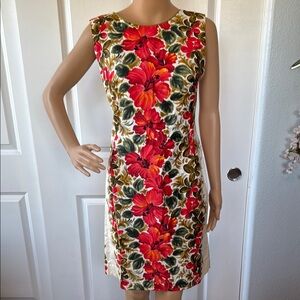 VINTAGE Elsie Krassas of Waikiki 🌺 hibiscus floral WATERFALL BACK Dress S XS